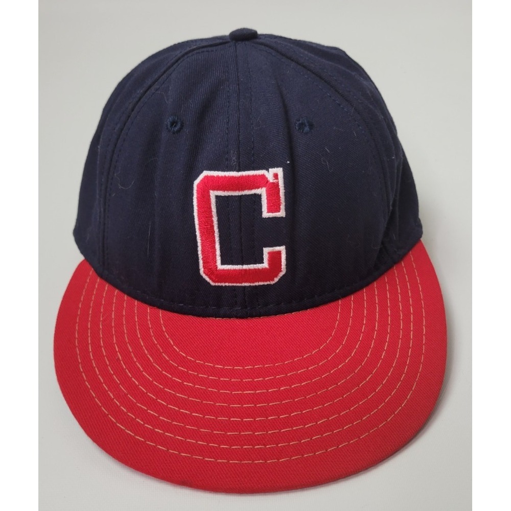 Vtg American Needle Cleveland Indians Block C Fitted Baseball Cap Hat‎ USA 6 7/8